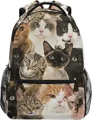 [TropicalLife] Rootti Backpack Bag Cat Animal Print Daypack Canvas School with Travel Bookbag Backpack for Teen Boys Girls Men and Women, Multi, One Size
