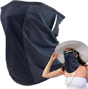 [Generic] Neck Gaiters for Men - Outdoor Ice Silk Head Wrap,Ear-hooked Breathable UV Protective Neck Face Cover for Men Women Outdoor Activities