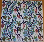 Iznik Grape Vine & Daisy Pattern 16"x16" (40cmx40cm) Turkish Ceramic Tile Set