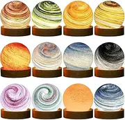 [Ungtyb] USB Moon Lamp, Decorative Globe Night Light, Stylish Planet Bedside Lamp, Touch Control, Glass Lampshade for Kids Room Decor, Bedroom, Living Room, 3.15 Inches