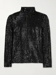 [Anine Bing] Anine Bing - Josephine Sequined Tulle Top - Black - medium medium Black