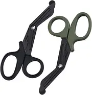 Medical Scissors, Bandage Scissors, 2 x Medical Scissors for Bandage Shears Stainless Steel Gauze Scissors Bent EMT, Nurse Scissors for Emergency Room or Outdoor Camp (Black)