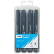 J.Burrows Permanent Markers Chisel Black 4 Pack
