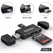 3in1 USB Type-C Micro USB 2.0 OTG Adapter Memory Card Reader SD TF MicroSD Card