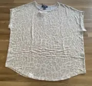 Ladies Buffalo David Bitton Cream Leopard Super Soft T Shirt Size L BNWT