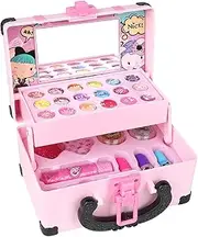 Eacam Girls Makeup Kit Kids Make Up Set Real Cosmetics Play Set with Travel Cosmetic Case Washable Party Game Make Up Toys Chrismas Birthday Gift for Little Girls