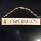 I LOVE AMERICA usa Heart Rustic Wood Sign Western Decor Shelf Sitter