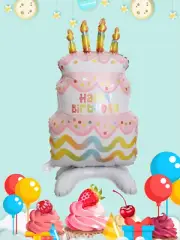 Wizardi 19 x 34" Birthday Cake Standing Foil Balloon Decoration