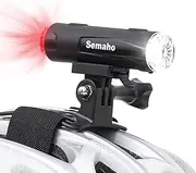 Semaho 2in1 Rechargeable Helmet Light with Bracket Mount Night Bike Light Riding Safety 5 Warning Light Modes IP66 Waterproof Bicycle Light, 360° Rotatable Front Rear Lights, Mountain Bike Headlight