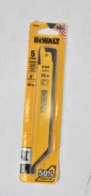 DeWalt 6" 10 TPI Straight Back Bi Metal Reciprocating Saw Blades 5 Pack DW4808