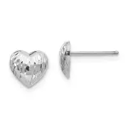 *BRAND NEW* 14k White Gold Madi K Diamond-Cut Heart Earrings