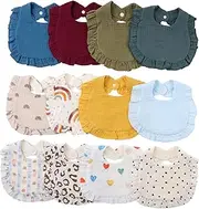 OATIPHO Newborn Baby Bibs Snap Button Soft Cotton Drooling Bibs and Burp Cloths for Feeding and Mealtime