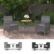 Garden Dining Set 3 Piece Poly Rattan Dinner Table and Chair Black/Grey vidaXL