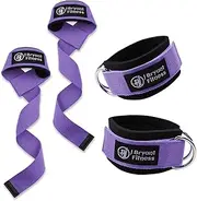 J Bryant Lifting Wrist Straps for Weightlifting and Ankle Strap for Cable Machines Booty Workouts Strength Training Attachments