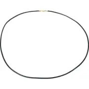 Black Leather Cord Necklace Jewelry 14K Gold Clasp 16"