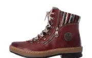 RIEKER SHOE CORP Women's Felicitas Side Zip Lace Boots Warm Lining NIB Wine