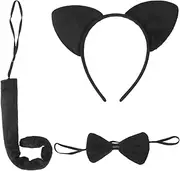Devils Horn Headband 3 Pieces Animal Costume Kit Cat Headband Tail Bow Tie Set for Adults Halloween Cosplay Dress Up Party Decoration (Black) Frog Costume Accessories