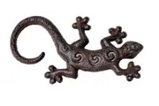 Mr Gecko Cast Iron Gecko Lizard for Wall Tree Fence Antique Rust Figurine Statue