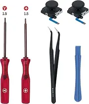 Mcbazel 6 in 1 Replacement Repair Kit for Switch/Switch OLED，3D Analog Sensor Joystick for Nintendo Joy-con Controller and Switch Lite, 3D Thumb Stick Rocker with Screwdriver"Y"/"+" , Teardown Repair Tool Kit-Black