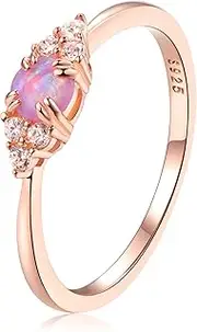 [Espere] Sterling Silver Halo Opal Stacking Ring Simple Dainty Gold Ring Opal Ring Birthstone Ring