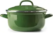 BK Indigo Dutch Heritage Round German Enamelled Casserole with Lid with PFAS-Free Ceramic Non-Stick Coating, 22 cm/3.3 Litre, Induction, Dishwasher Safe, Oven Safe, Green