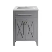 Laviva 313YG319-24G-MW 24" Grey Vanity + Matte White Stone Solid Surface Top