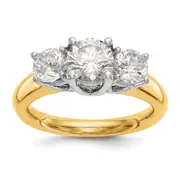 1.50ct. CZ Solid Real 14K Two-tone 3-Stone Engagement Ring