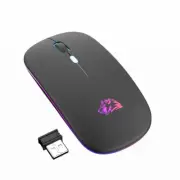 Rechargeable Wireless Mouse, LED Lights, Dual Mode 2.4GHz Bluetooth 5.0 (Black)
