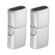 10mm x 5mm Flat Leather Clasps, 2Pcs Steel Clasps for DIY Crafts (Silver)