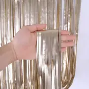 Matte Finish Foil Fringe Curtain - Champagne Gold