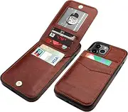 KIHUWEY Compatible with iPhone 12 Pro Max Case Wallet with Credit Card Holder, Premium Leather Magnetic Clasp Kickstand Heavy Duty Protective Cover for iPhone 12 Pro Max 6.7 Inch(Brown)