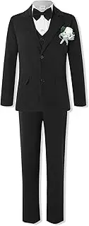 [WESIDOM] Boy's Formal Suits Set 7 Piece, Size 6-10 Kids Tuxedo Toddler Dress Clothes Blazer Vest Pants with Adjustable Waist