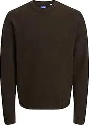 Jack & Jones Male Knitted Crew Neck Jumper, Chocolate Brown, XL
