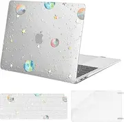 MOSISO Compatible with MacBook Air 13 inch Case 2021 2020 2019 2018 Release A2337 M1 A2179 A1932 Retina Display Touch ID, Plastic Planets Stars Hard Shell&Keyboard Cover&Screen Protector, Transparent