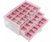 Acrylic Jewelry Box for Women with 3 Drawers Adjustable Jewelry Organiser Box for Rings Earrings Necklace Stackable Jewelry Tray Earrings Storage Bo