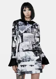 [Dolls Kill x Universal Monsters] On The Silver Screen Mini Dress