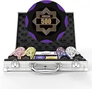 HEITOK Clay Poker Chip Set for Texas Hold’em, 200 PCS with Denominations Professional Casino Blackjack Set, a high-end Carrying case with Aluminum Travel Case