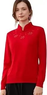 [ZHILI] Women's Chinese Style Openwork Knitted Flower Pattern 100% Cashmere Jumper Sweater