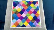 Finished Needlepoint Geometric Design 11 3/4" x 11 1/4"