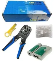 ® Network/Phone Cable Tester + RJ11/RJ12/RJ22/RJ45 Crimp Crimper +100 RJ45 CA...
