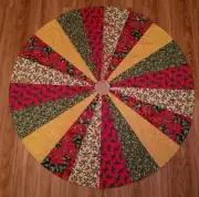 45" Elegant Quilted Two Sided Christmas Tree Skirt - Handmade - One of a Kind