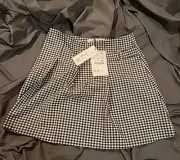 Zara Girl's Mini Skirt (13/14) Pleated Black White Plaid Tie Grunge Preppy NWT