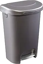 Rubbermaid Classic 13 Gallon Premium Step-On Trash Can with Lid and Stainless-Steel Pedal, Bronze Waste Bin for Kitchen/Home/Garage/Office