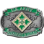 U.S. Army 4th Infantry Division Logo Steadfast & Loyal Belt Buckle, 3.125"
