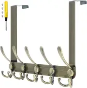 Stainless Steel Over-the-door Hanger Rack Assembly 5 Tri-hooks Bronze Color