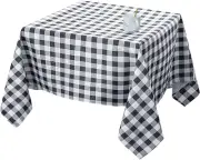 Biscaynebay Fabric Tablecloths 54 X 54 Square, Black/Grey Scottish Plaid Table C