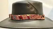 Genuine Aboriginal Kangaroo Print Cotton Hat Band Fits most Hats Australia