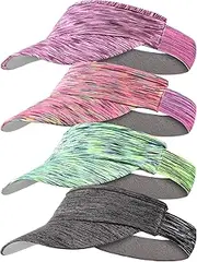 [SATINIOR] 4 Pieces Sun Visor Hats Adjustable Sports Visor Cap Quick Dry Hat for Women Men Tennis Cycling Running Golf Jogging