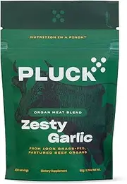 Pluck Zesty Garlic Organ Meat Blend Seasoning | From Grass-Fed & Grass-Finished Pastured Beef Organs with Redmond Real Sea Salt | 30-Day Supply