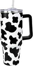 Fnokuxz Cow Print Tumbler - 40 Oz Travel Mug with Handle, Straw & Cow Lovers Gift
